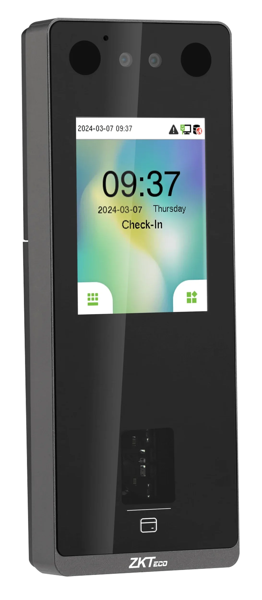 Reconnaissance faciale ZKTeco SenseFace 3A Maroc Pointeuse Facial et contrôle Maroc Contrôle d’accès porte Maroc Pointeuse par reconnaissance faciale Maroc, Le ZKTeco SenseFace 3A est une pointeuse de reconnaissance faciale qui utilise l'intelligence artificielle pour garantir une identification rapide, précise et sécurisée.