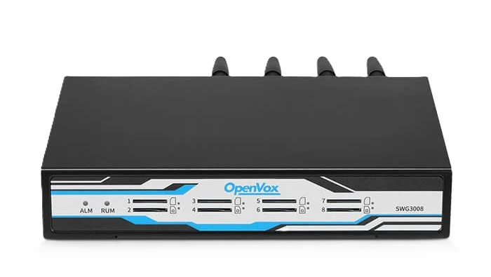 Passerelle OpenVox SWG-3008G Maroc Passerelle WCDMA Maroc Passerelle 4ch SIM Maroc Passerelle GSM Maroc, Les passerelles sans fil OpenVox SWG-3008 sont compatibles avec une série de modules (2G/3G/4G) et permettent d'interconnecter de manière sûre et efficace le réseau GSM/WCDMA/LTE et le réseau VoIP.
