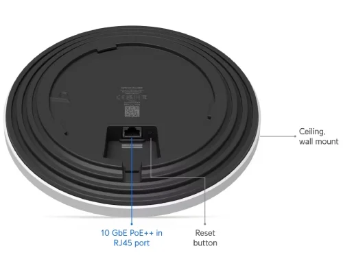 Ubiquiti U7 Pro XGS Maroc Point d'accès Wi-Fi 7 Maroc Point d'accès Ubiquiti Maroc UniFi U7-Pro-XGS Maroc, le U7 Pro XGS présente un design compact (Ø215 x 32,5 mm) et un poids de 800 grammes. Son boîtier en polycarbonate stabilisé aux UV et en alliage d'aluminium lui confère une grande résistance aux intempéries.