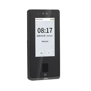 Reconnaissance faciale ZKTeco SenseFace 4A Maroc Pointeuse Facial et contrôle Maroc Contrôle d’accès porte Maroc Pointeuse par reconnaissance faciale Maroc, Son algorithme anti-usurpation d'identité avancé le protège contre la quasi-totalité des attaques par photos ou vidéos truquées, garantissant ainsi une authentification biométrique sécurisée.