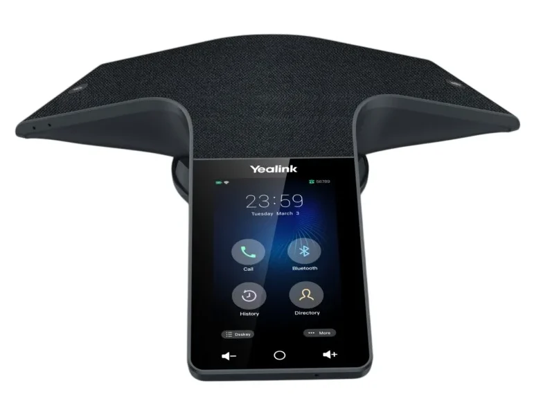 Yealink CP935W Téléphone de conférence IP sans fil tactile HD conçu pour les salles de réunion (1304016) 28 Audioconférence Yealink CP935W Maroc Audioconférence pour salle de réunion Maroc 1304016 Maroc Téléphone de conférence Maroc Systèmes de conférence Maroc, Yealink CP935W intègre de nombreuses fonctionnalités téléphoniques vous permettant de contrôler facilement vos appels : la prise d’appels, la mise en attente, le transfert d’appel, la fonction de rappel ou encore la numérotation rapide