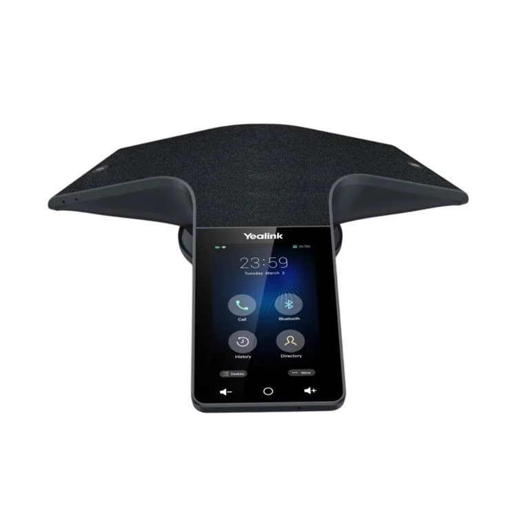 Yealink CP935W Téléphone de conférence IP sans fil tactile HD conçu pour les salles de réunion (1304016) 25 Audioconférence Yealink CP935W Maroc Audioconférence pour salle de réunion Maroc 1304016 Maroc Téléphone de conférence Maroc Systèmes de conférence Maroc, L'écran LCD anti-traces de doigts, doté d'une interface utilisateur claire, permet à tous les participants de contrôler facilement la réunion. Équipé d'une batterie et du Wi-Fi intégrés