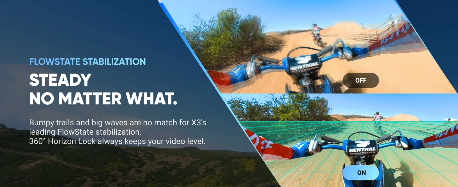 6970357853922 Maroc Caméra d'action Maroc Insta360 Maroc Insta360 X3 USB-C Maroc Caméra d'action 360° Maroc Caméra d'action étanche Maroc, La Insta360 X3 USB-C assure une stabilisation optimale de vos images grâce à son gyroscope 6 axes et à la technologie de stabilisation FlowState
