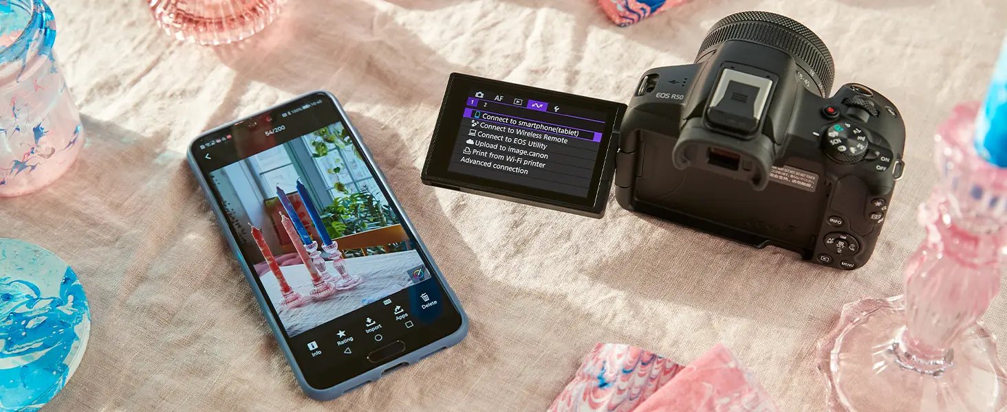 Camera Canon Appareil photo Canon Canon EOS R50 RF-S 18-45mm f/4.5-6.3 IS STM Maroc 4549292205046 Maroc Appareil photo Canon Canon EOS R50 Maroc, La caméra donne aux créateurs de contenu ambitieux la possibilité de repousser les limites sans briser leur flux. La connectivité Wi-Fi® et Bluetooth® sans fil permet le transfert d'images et de films à l'aide de l'application Camera Connect pour le partage instantané et la prise de vue à distance. 