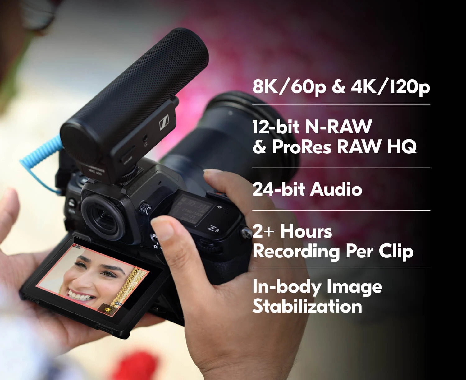 Camera Nikon Appareil photo Nikon Z8 Maroc 4960759909985 Maroc Appareil photo hybride sans miroir Maroc Nikon Z8 Maroc Nikon sans miroir Maroc, Nikon Z8 offre les mêmes capacités d'enregistrement que le Z9, avec une variété de résolutions et de fréquences d'images disponibles jusqu'à la 8K. Grâce à la lecture intégrale des pixels, il est possible d'enregistrer des vidéos UHD 8K à 30 images/seconde en continu pendant environ 2 heures et 5 minutes.