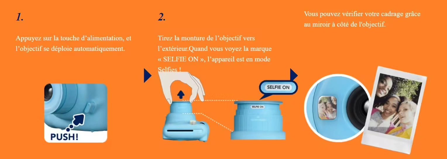 4547410431018 Maroc Fujifilm Instax Mini 11 Lilac Purple Maroc Appareil photo instantané Maroc Fujifilm Instax Maroc, Le mode selfie est idéal pour les autoportraits et les gros plans. Il s'active en déployant le bord avant de l'objectif après avoir allumé l'appareil.