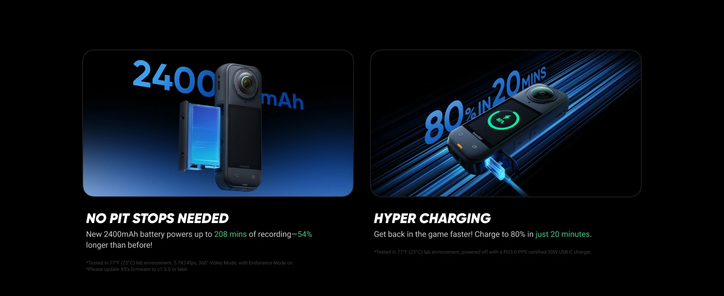 6977644761441 Maroc Caméra d'action Maroc Insta360 X5 Maroc Insta360 X5 Standard Bundle Maroc Caméra d'action 360° Maroc Caméra Insta360 X5 8K Maroc, L'insta360 X5 bénéficie d'une batterie amovible de 2 400 mAh, offrant une capacité supérieure à celle de son prédécesseur. 