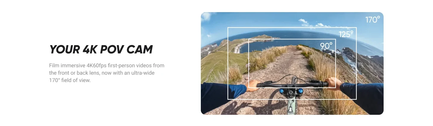 6977644764763 Maroc Caméra d'action Maroc Insta360 X4 Air Maroc Insta360 X4 Air Starter Bundle Maroc Kit de démarrage pour caméra d'action Insta360 X4 Air Maroc, La caméra l’insta360 X4 Air fait également office de caméra d'action grand angle grâce au mode InstaFrame, permettant de filmer avec un seul objectif 