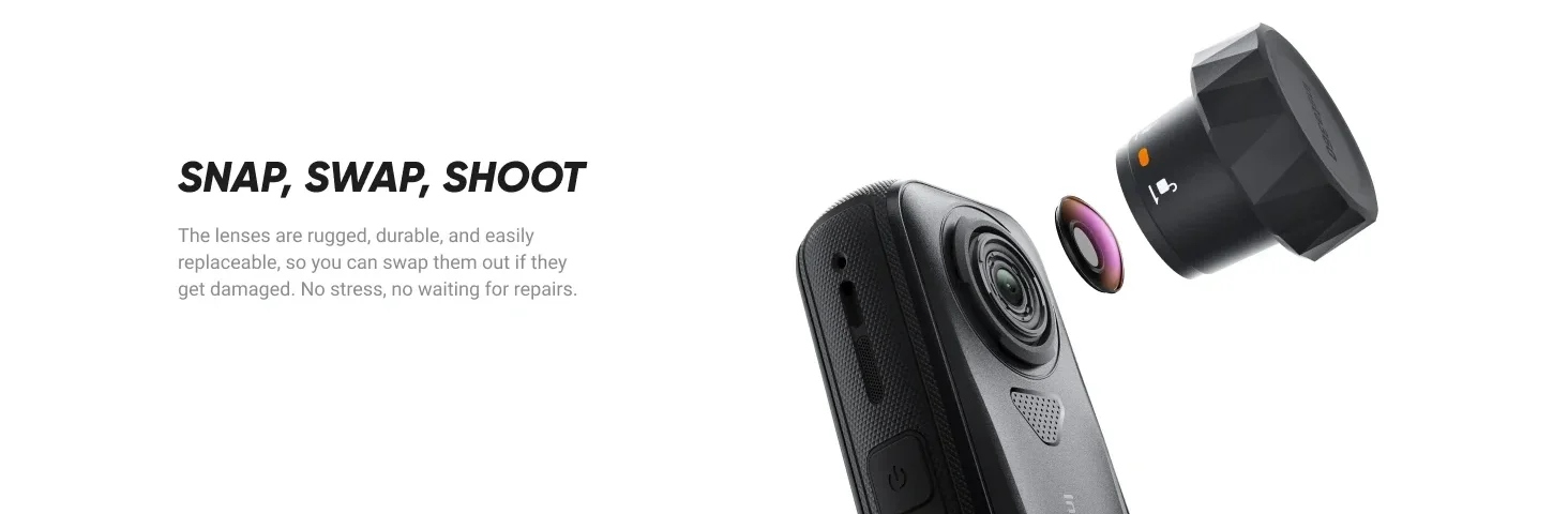 6977644764763 Maroc Caméra d'action Maroc Insta360 X4 Air Maroc Insta360 X4 Air Starter Bundle Maroc Kit de démarrage pour caméra d'action Insta360 X4 Air Maroc, L'insta360 X4 Air est équipé de protections d'objectif remplaçables, vous permettant de transporter l'appareil sur le terrain sans risque d'endommager les objectifs. 