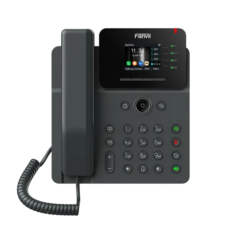Fanvil Maroc Fanvil V61G Téléphone IP FIX Maroc Téléphone IP 4 compte SIP Maroc Téléphone VOIP Maroc Téléphone fanvil Maroc, The Fanvil V61G is a stylish, user-friendly entry-level Gigabit color screen SIP deskphone designed for enterprise environments. It balances performance and cost-effectiveness by introducing essential high-end Fanvil V-Series traits to a standard business workstation.