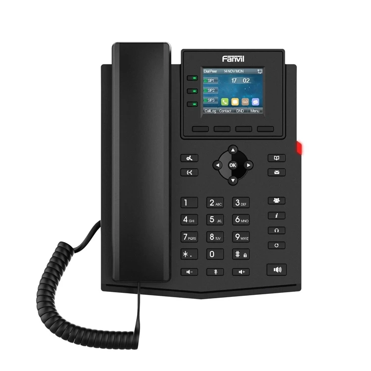 Fanvil Maroc Fanvil X303P Téléphone IP FIX Maroc Téléphone IP 4 compte SIP Maroc Téléphone VOIP Maroc Téléphone fanvil Maroc, The Fanvil X303P is a cost-effective, high-performance entry-level enterprise IP phone designed for efficient business communications. It features a 2.4-inch color screen, supports 4 SIP lines, and integrates Power over Ethernet (PoE) to allow data and power delivery over a single cable