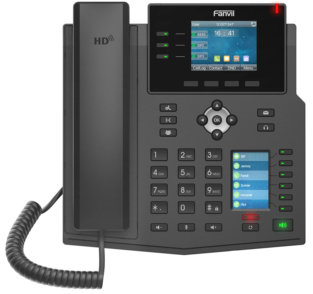 Fanvil Maroc Fanvil X4U Maroc Téléphonique IP professionnel Maroc Téléphone Fanvil Maroc Téléphone IP 12 compte SIP Maroc Téléphone VOIP Maroc, Grâce à son écran LCD HD et à son interface sur mesure, vous pouvez accéder rapidement à toutes les fonctionnalités du téléphone, sans erreur et sans avoir besoin de formation complémentaire pour utiliser votre Fanvil X4U.