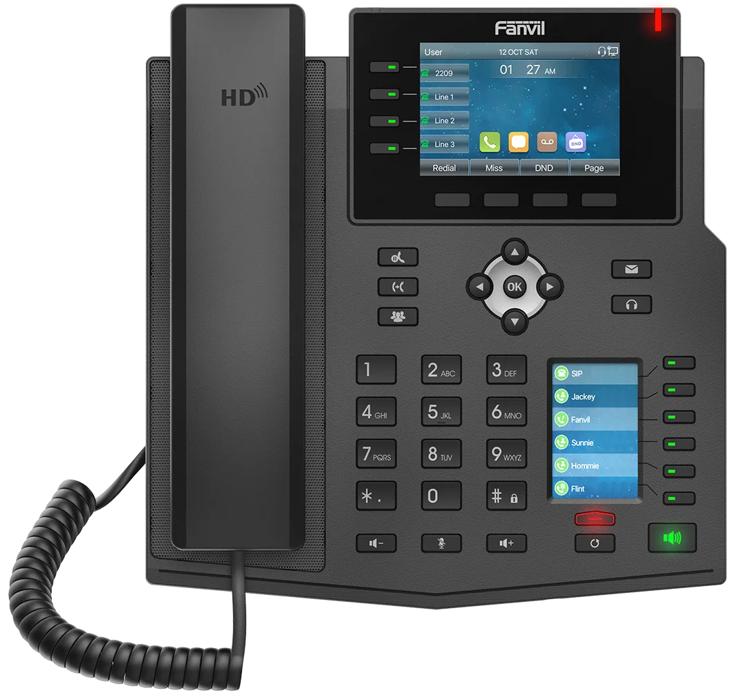 Le téléphone Fanvil X5U est un modèle milieu de gamme qui n'a clairement pas à rougir de ses caractéristiques techniques. D'une part, il dispose d'un répertoire interne d'une capacité totale de 2 000 entrées,