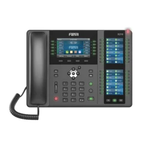 Fanvil Maroc Fanvil X210 Maroc Téléphonique IP professionnel Maroc Téléphone Fanvil Maroc Téléphone IP 20 compte SIP Maroc Téléphone VOIP Maroc, Doté de 10 touches DSS sur un écran couleur de 4,3 pouces, jusqu'à 96 touches DSS (32 physiques) sur 2 écrans couleur latéraux de 3,5 pouces, le Fanvil X210 dispose de 106 touches DSS au total pour la fonction BLF, la numérotation abrégée ou la diffusion de groupe.