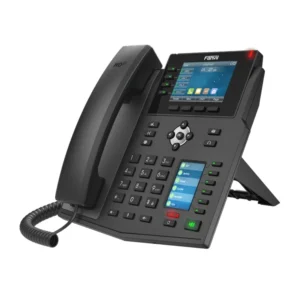 Accueil 242 Fanvil Maroc Fanvil X5U Maroc Téléphonique IP professionnel Maroc Téléphone Fanvil Maroc Téléphone IP 12 compte SIP Maroc Téléphone VOIP Maroc, Le Fanvil X5U dispose de plus de 30 touches programmables grâce à 6 touches physiques et un affichage sur plusieurs pages. Doté de la connexion Bluetooth, il est possible d'y lier un casque sans fil offrant un confort nettement amélioré pendant votre journée de travail. Vous pourrez également obtenir la connexion Wi-Fi grâce à un dongle à brancher sur le port USB.