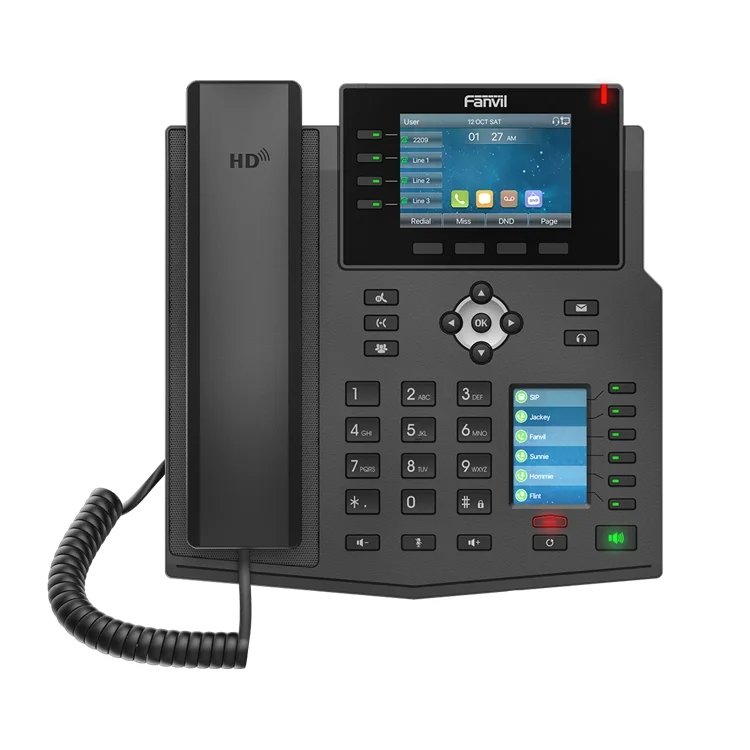 Fanvil Maroc Fanvil X5U Maroc Téléphonique IP professionnel Maroc Téléphone Fanvil Maroc Téléphone IP 12 compte SIP Maroc Téléphone VOIP Maroc, The Fanvil X5U is a high-end enterprise VoIP IP phone designed to streamline business communications with a dual-display design and high-density line management. It supports up to 16 SIP lines, incorporates professional Harman speakers, and features integrated Bluetooth for wireless headset connectivity.