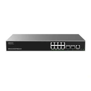 Switch administrable de niveau 3 Grandstream GWN7811P avec 8 ports PoE au Maroc, Gros plan sur la connectique et les ports Gigabit du switch Grandstream GWN7811P, Matériel réseau professionnel : switch administrable Grandstream GWN7811P