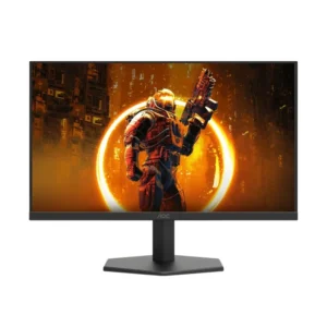 Écran PC gamer AOC 24G11ZE 24 pouces Full HD de face avec affichage de jeu vidéo.