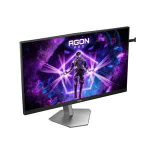 Accueil 240 Moniteur gaming AOC AGON PRO AG276FK affichant un visuel e-sport dynamique sur pied ergonomique.
